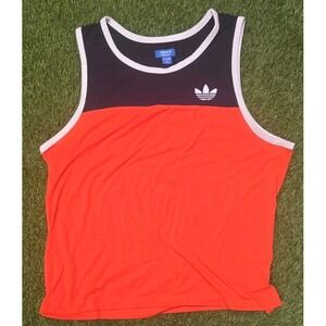 Adidas Originals Trefoil Tank Top Mens 2XL Orange Black Colorblock Ringer Gym